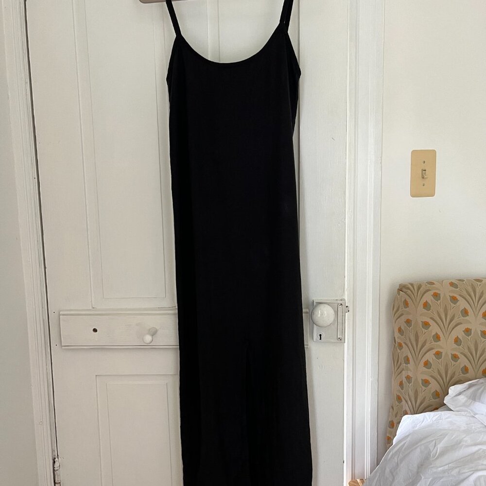 Na Nin Caroline Raw Silk Slip Dress - Black XS